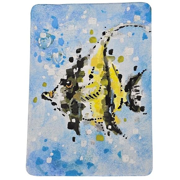 ACEO Pixel Kihikihi by Sarah Gonzalez, Original Art Card Gouache & Acrylic - Picture 1 of 4